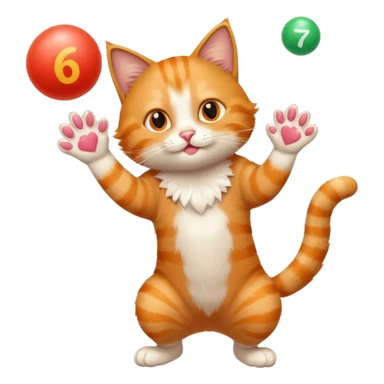 Cat juggling the numbers 6 and 7 sticker