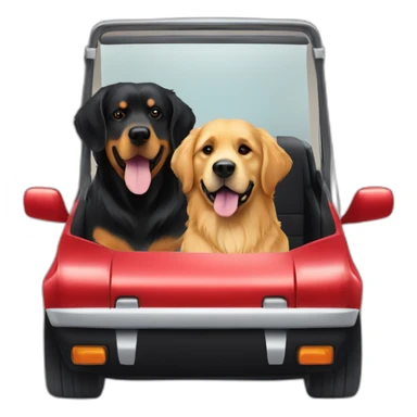 Golden retriever and rottweiller in black cabriolet sticker