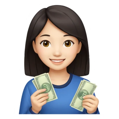Hot Asian girl with money  sticker