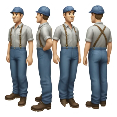 photorealistic blue collar worker 1950s sticker
