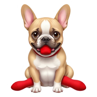 Bouledogue français eating a red sock  sticker