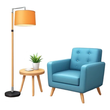 isometric corner of hotel room with floor lamp and modern armchair sticker