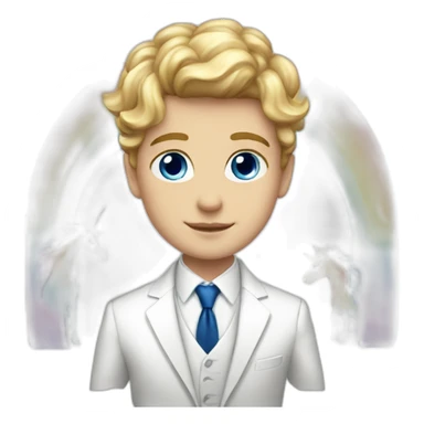 Posh-boy-with-white-suit-and-blue-eyes-and-rainbow-unicorn sticker