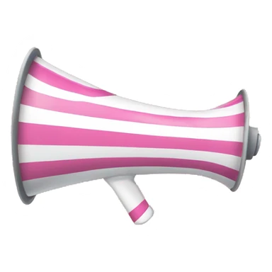 pink and white striped megaphone with white hearts coming out of it sticker