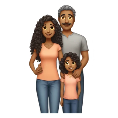 indian family with one dad straight hair one mom and one daughter curly hair sticker