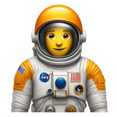 Astronaut with orange helmet and yellow visor sticker