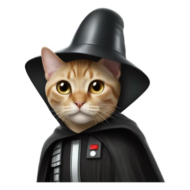 cat wearing a birthday hat and a darth  vader costume sticker