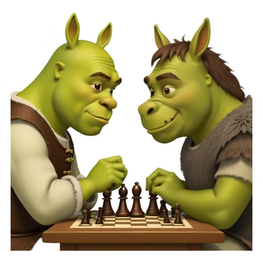 Шрек играет в шахматы с ослом sticker