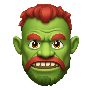 green orc with red beard and red mohican sticker