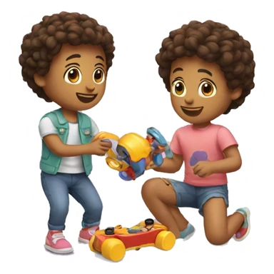 two friends playing with toys sticker