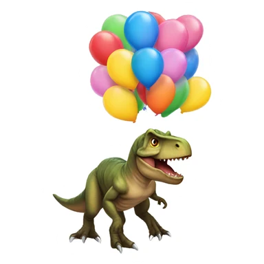 Trex wearing bday hat and balloons sticker