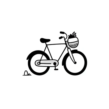 Hand-drawn bicycle with bell sticker