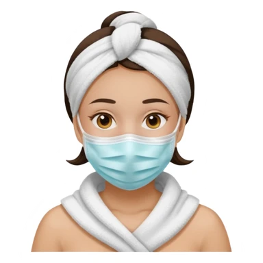 Girl wearing a face mask and a towel sticker