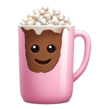 Hot chocolate with small marshmallows in a pink mug sticker