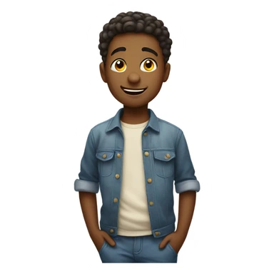 Kid with a raised eyebrow smiling while shrugging with hands in pocket sticker