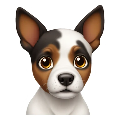 No white Puppy with pointy ears with black and brown tortoiseshell without white with pointy ears sticker