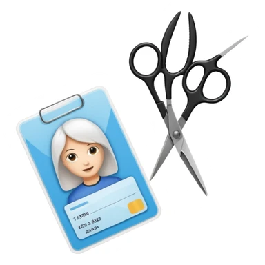 Scissors cutting an ID card in 2 halfs.hyper realistic sticker