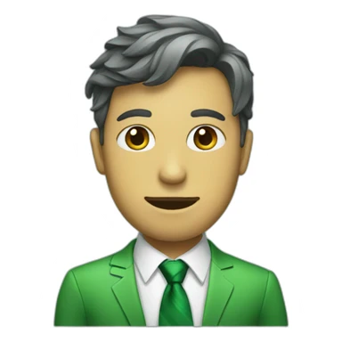 Green person with a tie\ sticker