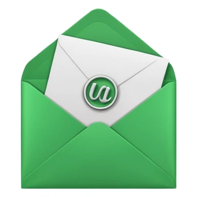 3D green envelope with letter in it sticker