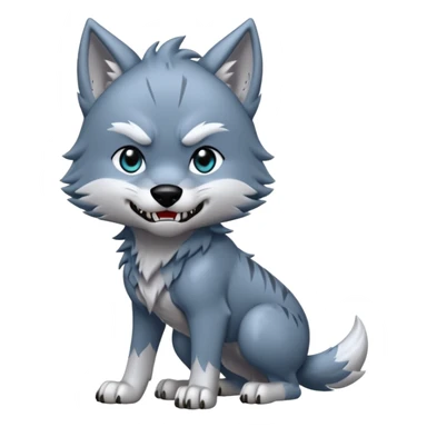 Toony Chibi bluish-silvery Cool Edgy Scarred Badass Ginga Nagareboshi Gin/Silver Fang the wolf (full body) (feral) (4 legs) (canine) with 3 slash marking scars on his forehead  sticker