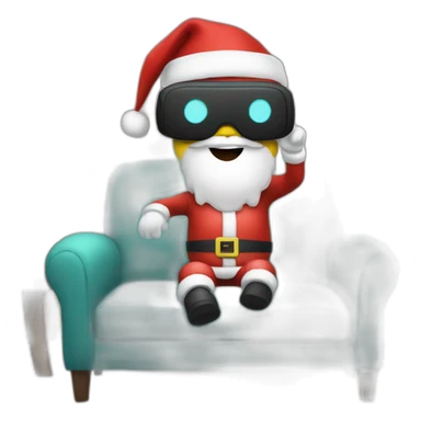 Santa in vr headset on couch sticker