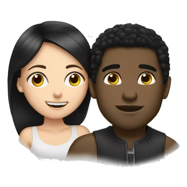 black guy kisses white girl with black hair sticker