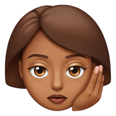 Rolling eye emoji with eyes half shut with a sassy hand gesture going across like “period” sticker