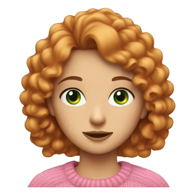 Burnett haired girl with green eyes and a pink sweater sticker