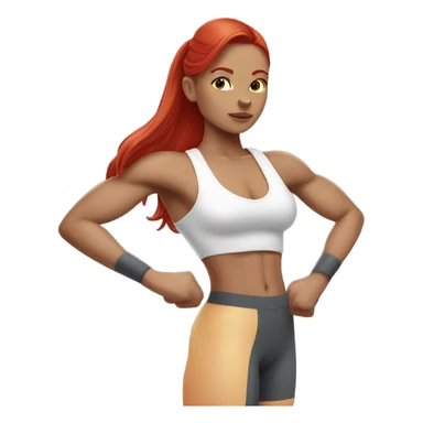 white red head gym girl long hair muscular sticker