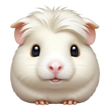 Cinematic Cute White Guinea Pig Portrait Emoji, Head tilted playfully and inquisitively, showcasing a silky, immaculate white fur with a natural glow, round, sparkling dark eyes filled with curiosity, Simplified yet irresistibly adorable features, highly detailed, glowing with a warm, friendly light, high shine, affectionate and lively, stylized with a touch of whimsy, bright and endearing, soft glowing outline, capturing the essence of a mischievous yet loving guinea pig, so playful it feels like it could nuzzle out of the screen and into your arms! sticker