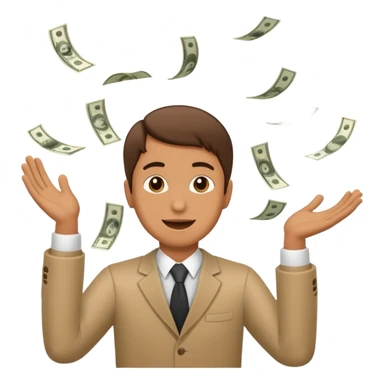 a person tossing money in the air sticker