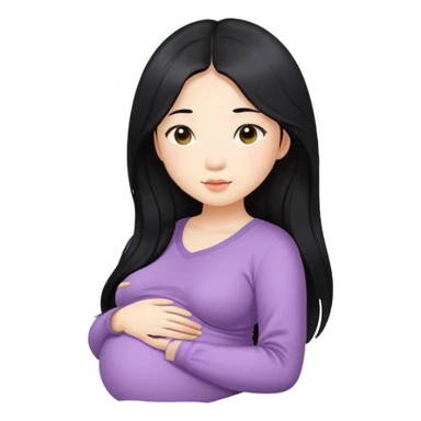 Beautiful Asian girl with long black hair pregnant sticker