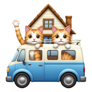 two cats in a moving van waving goodbye to their old house sticker