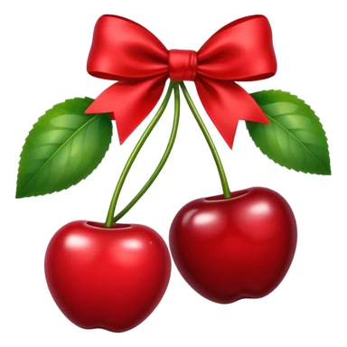 two cherries connected with a bow sticker