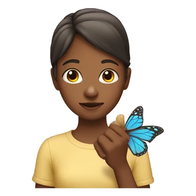 A girl having butterfly in her hand sticker