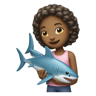 a girl with a toy shark sticker