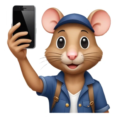 Rat tourist taking selfie in front of Eiffel Tower sticker