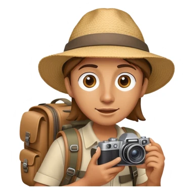 Tourist with camera, hat and backpack ready for adventure sticker