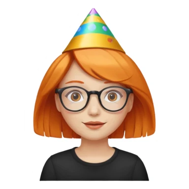 party hatted orange haired girl glasses sticker