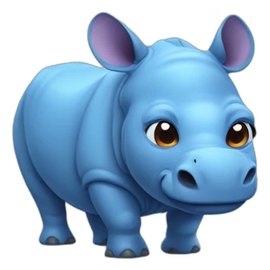 Blue rhino with love heart eyes sticker