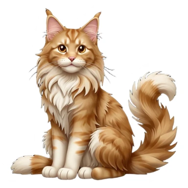 cinematic-[maine coon cat]-realistic-full-body-sitting-emoji,-tail-curled-playfully-around-its-paws,-head-tilted-dramatically,-scruffy-[maine coon]-fur,-simplified-yet-realistic-focused-features,-highly-detailed,-glowing-with-an-almost-sarcastic-glow sticker