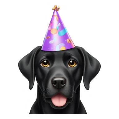 Black lab wearing a birthday hat sticker