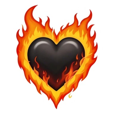 black heart on fire sticker