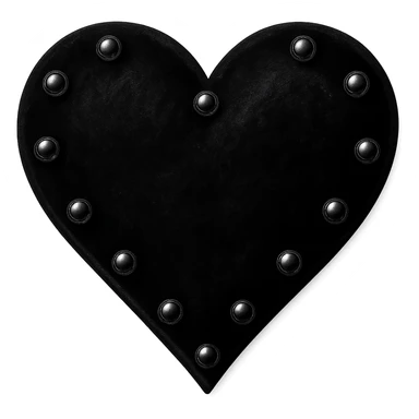 goth heart, black velvet texture, silver studs, dramatic shadows, no background sticker