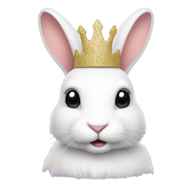 White rabbit with a glitter crown  sticker