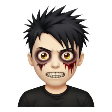zombie emo boy with spiky hair and good grillz with a black shirt sticker