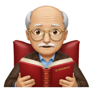 old man red glasses reading a book  sticker