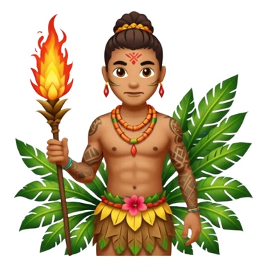 hawaiian fire dancer with tattoos sticker