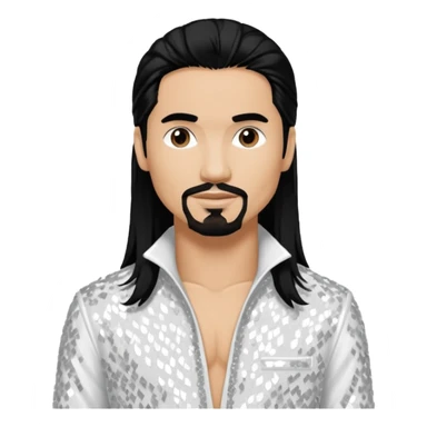 Kevin Richardson from Backstreet Boys with long black hair, white sequin outfit sticker