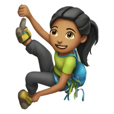 Girl with ponytail climbing rock wall sticker